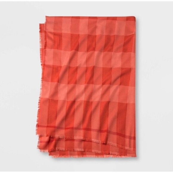 Women's Textured Check Wrap Scarf - Universal Thread-Red - Picture 2 of 4